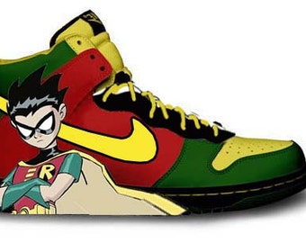 Custom Painted Batman and Robin Shoes