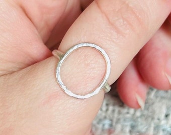 Oval Sterling Silver Ring, Big Open Circle Ring