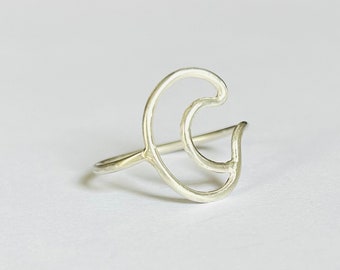 Sterling Silver Crescent Moon Boho Statement Ring