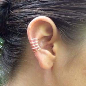 Multiple Hoop Ear Cuff, 5 Hoops, Sterling Silver, 14k Gold Filled, Fake Piercing Earrings, Conch Ear Cuff image 3