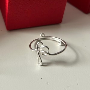 Custom Initial Adjustable Wire Ring: Script Letter, 14k Gold Filled or Sterling Silver image 5