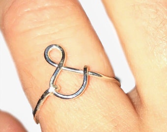 Sterling Silver Ampersand Wire Wrapped Ring, & Symbol Ring