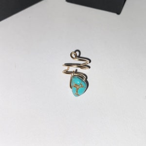 Wire Wrapped Turquoise Stone / Nugget Ear Cuff in Sterling Silver or 14k Gold-Filled image 5