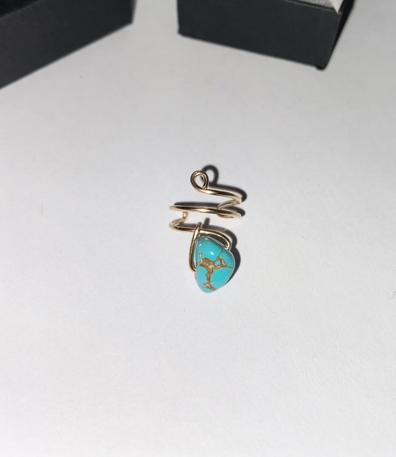 Wire Wrapped Turquoise Stone / Nugget Ear Cuff in Sterling Silver or 14k Gold-Filled image 5