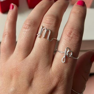 Custom Initial Adjustable Wire Ring: Script Letter, 14k Gold Filled or Sterling Silver image 14