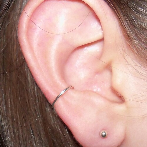 Bijou d'oreille à un cercle, boucle d'oreille non percée en argent sterling ou en or 14 carats