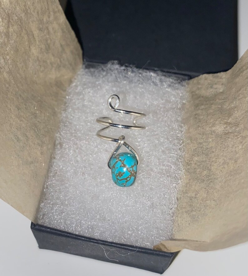 Wire Wrapped Turquoise Stone / Nugget Ear Cuff in Sterling Silver or 14k Gold-Filled image 8