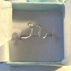Custom Initial Adjustable Wire Ring: Script Letter, 14k Gold Filled or Sterling Silver image 9