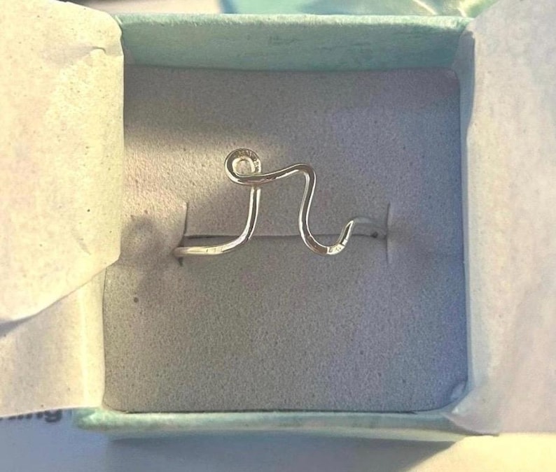 Custom Initial Adjustable Wire Ring: Script Letter, 14k Gold Filled or Sterling Silver image 9