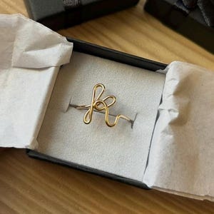 Custom Initial Adjustable Wire Ring: Script Letter, 14k Gold Filled or Sterling Silver image 16
