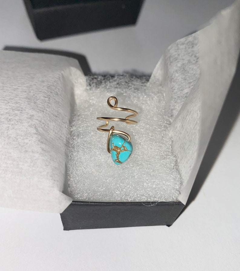 Wire Wrapped Turquoise Stone / Nugget Ear Cuff in Sterling Silver or 14k Gold-Filled image 9