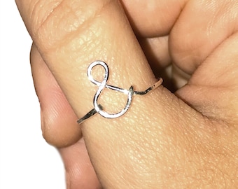 Sterling Silver Ampersand Ring, & Symbol Ring