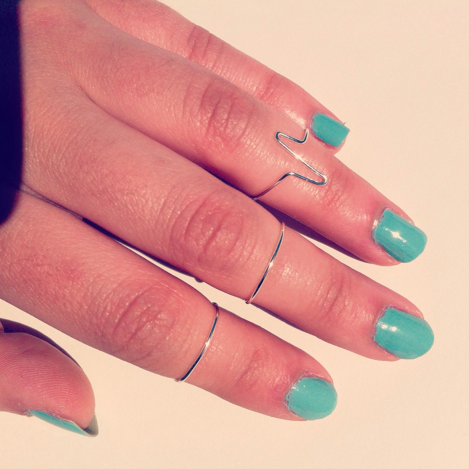 Pulse Set of 3 Rings More Colors 2 bands EKG Ring Etsy