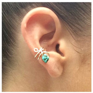 Wire Wrapped Turquoise Stone / Nugget Ear Cuff in Sterling Silver or 14k Gold-Filled image 1