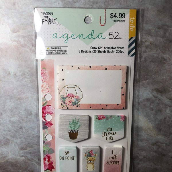 The Paper Studio Agenda 52 Grow Girl Adhesive Notes