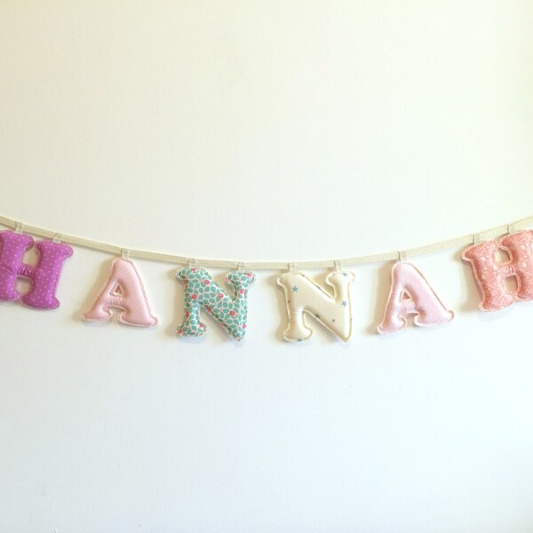 Baby 6 letters name banner ,girl's room name banner , Made To Order Baby Girl Name wall Decor