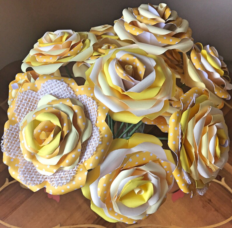 Yellow Roses Paper Roses Yellow Paper Roses Paper Flowers Etsy