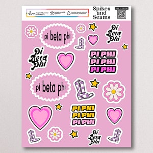Pi Beta Phi stickers, Pi Phi merchandise, sorority stickers, recruitment, bid day, greek decal, sorority gift basket, gift bag, Pi Beta Phi