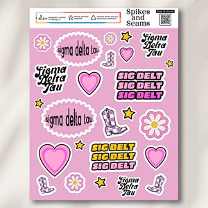 Sigma Delta Tau stickers, Sig Delt merchandise, sorority stickers, recruitment, bid day, greek decal, sorority gift basket, gift bag, SDT
