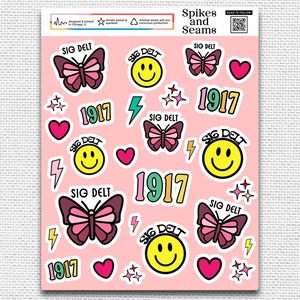 Sigma Delta Tau stickers, SDT, sorority recruitment, sorority stickers, gifts for rush, bid day, sorority gift basket, greek decal, Sig Delt