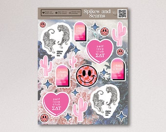 Pegatinas de Sigma Delta Tau, Sig Delta, SDT, reclutamiento griego, pegatinas de hermandad, regalos para la carrera, día de la oferta, cesta de regalo de hermandad, calcomanía griega