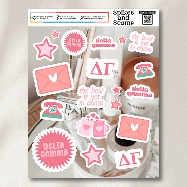 Delta Gamma stickers, Delta Gamma merchandise, sorority stickers, recruitment, bid day, greek decal, sorority gift basket, gift bag, decals