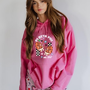Pi Beta Phi, trendiger Sorority Hoodie, stilvolles Sorority Sweatshirt, personalisierte Sorority Pullover, griechischer Buchstabe Hoodie, gemütliche Sorority