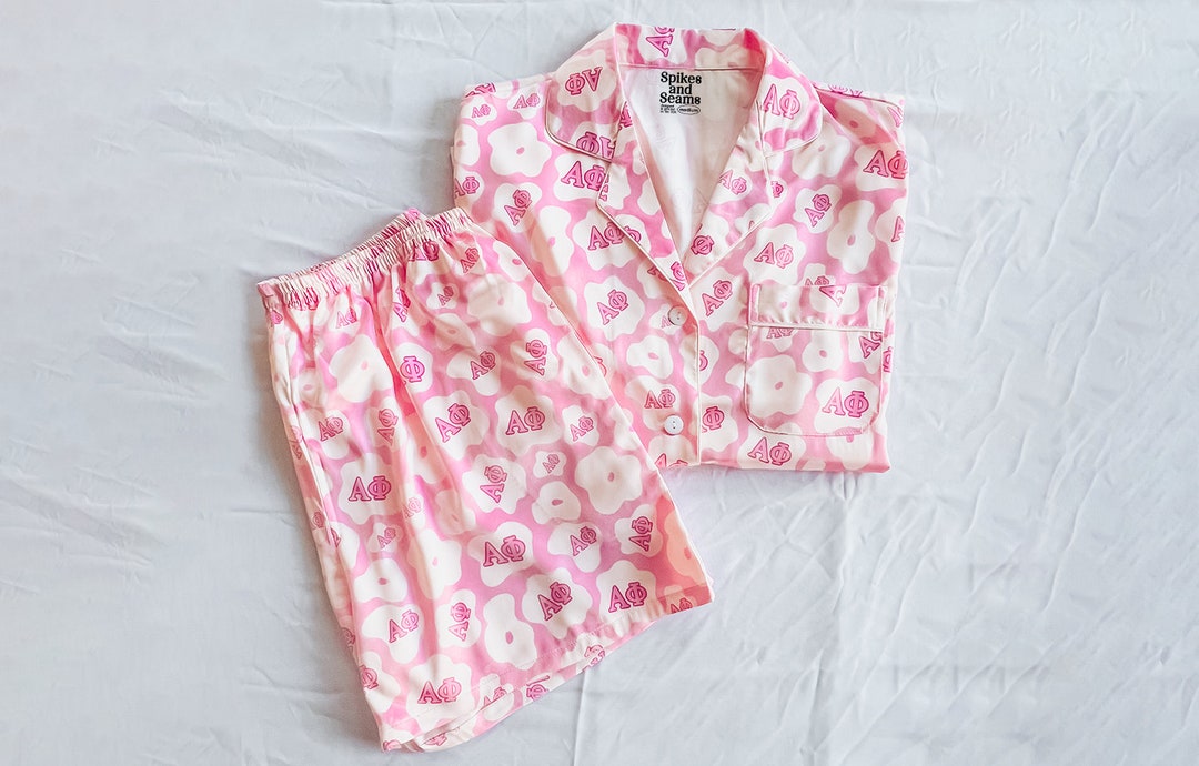 Matching Satin Pjs With Personalized Greek Letters - Alpha Phi Sorority ...