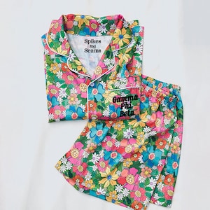 BLOCK FONT Gamma Phi Beta, GPhi, floral pajamas, custom pajamas, gifts for rush, big little reveal, sorority, bid day, Gamma Phi gift, rush