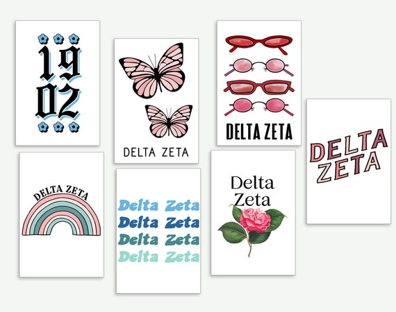 Delta zeta art print sorority art collage kit photo kit | Etsy