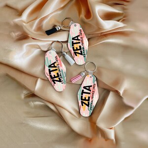 Zeta Tau Alpha-sleutelhanger, sleutelhanger, werving, groot klein, kwastje, motelsleutel, aangepaste sleutelhanger, bieddag, Zeta-cadeau, cadeaumand vrouwenclub