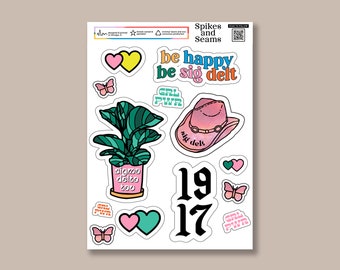 Pegatinas Sigma Delta Tau, SDT, reclutamiento de hermandades, pegatinas de hermandades, regalos para el reclutamiento, día de la oferta, canasta de regalo de hermandad, calcomanía griega, Sig Delta Tau