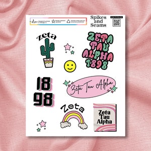zeta tau alpha stickers, zeta, sorority recruitment, sorority stickers, gifts for rush, bid day, sorority gifts, go greek, sorority decals