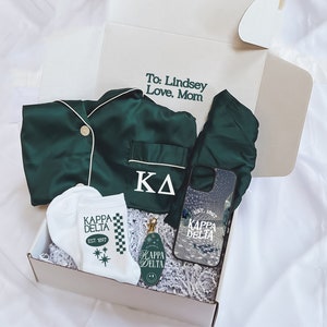 kappa delta gift, sorority gift box, sorority pajamas, sorority gift, kappa delta gift basket, kappa delta, kappa delta pajamas, sorority pj