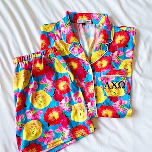 GREEK LETTERS Alpha Chi pajamas, sorority pajamas, bid day, Alpha Chi Omega, pattern pajamas, custom pajamas, greek recruitment, big little