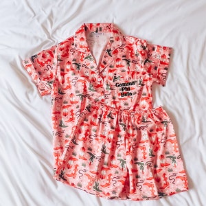 BLOCK FONT Gamma Phi Beta, GPhi, cowboy pajamas, sorority, bid day, rush, sorority gift, matching pjs, tropical print, western pajamas