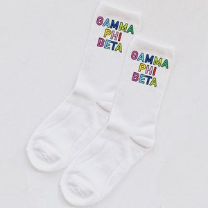 Gamma Phi Beta, GPhi, sorority socks, recruitment, custom socks, sorority, bid day, custom, rush, big little reveal, sorority gift, socks