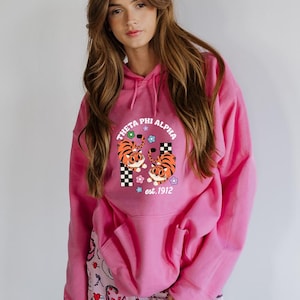 Theta Phi Alpha, stilvoller griechischer Buchstabe Hoodie, trendiger Sorority-Hoodie, gemütlicher Hoodie, griechische Kleidung, stilvolles Sorority-Sweatshirt