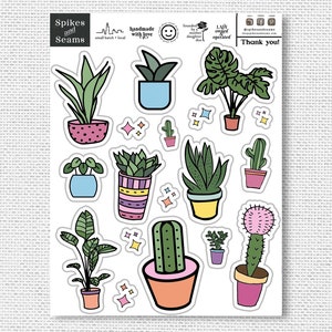 植物ステッカーパック、美的、インターネットステッカー、引用、単語ステッカー、観葉植物、プランナーステッカー、ラップトップステッカー、植物愛好家、サボテン
