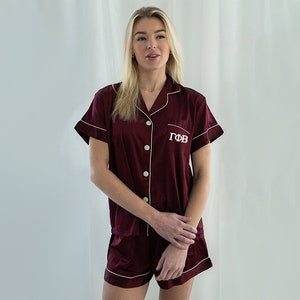 purple pajamas, Gamma Phi Beta, GPhi, sorority pajamas, custom, gifts for rush, big little reveal, sorority recruitment, bid day, Gamma Phi