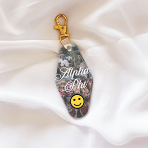 Alpha Phi keychain, APhi, sorority keychain, greek letters, greek basket, Alpha Phi, Alpha Phi merch, custom keychain, bid day, APhi gift