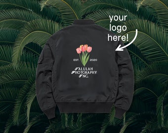 Custom Logo Bomber Jacket, Personalized Text, Design Your Own