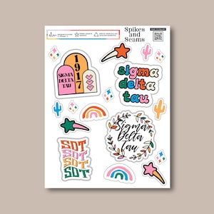 Sigma Delta Tau stickers, SDT, sorority recruitment, sorority stickers, gifts for rush, bid day, sorority gift basket, greek decal, Sig Delt