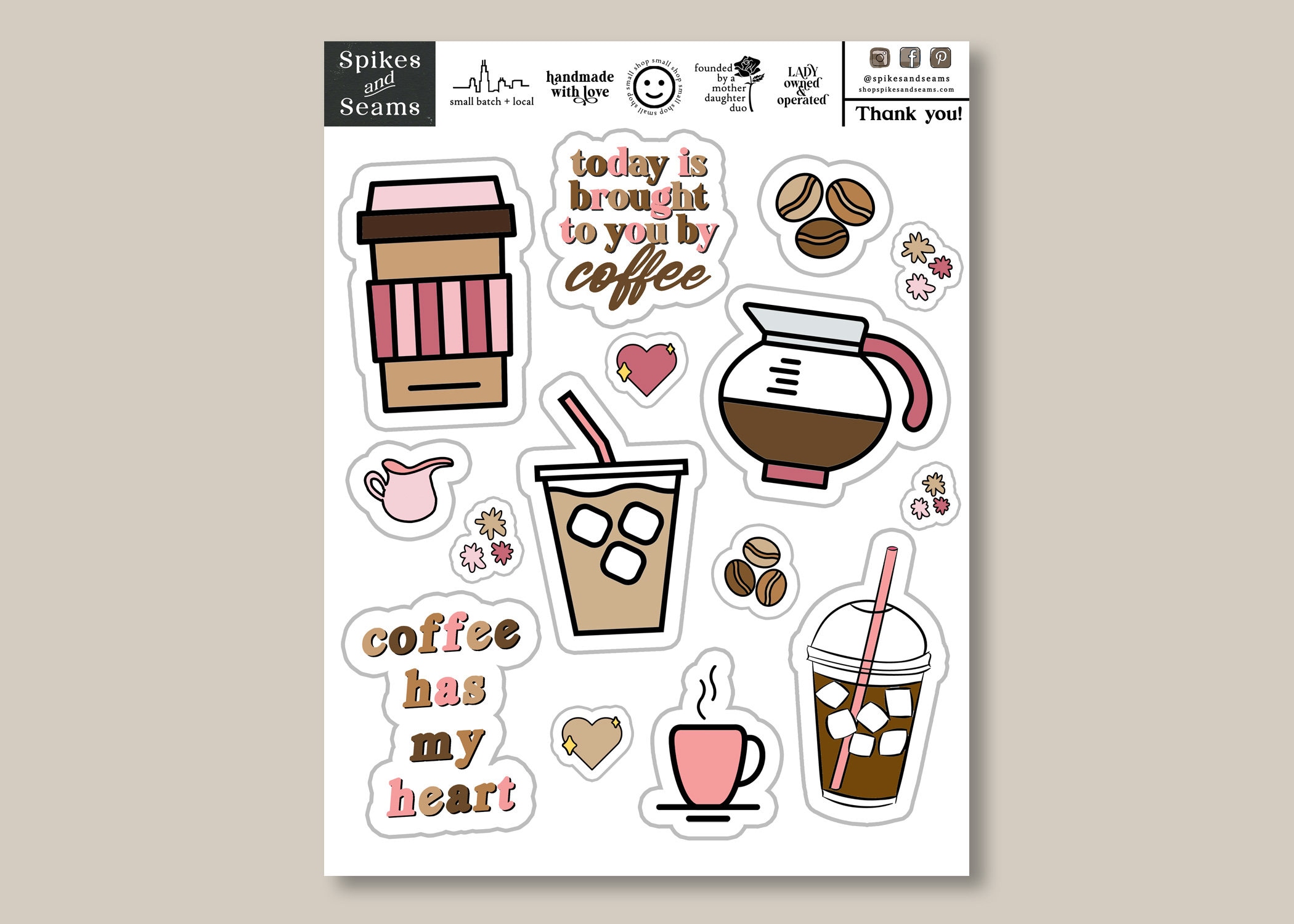 Coffee Sticker Pack Aesthetic Stickers Quote Etsy UK