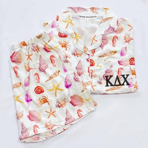 GREEK LETTERS Kappa Delta Chi pajamas, KDChi, beach pajamas, sorority pajamas, bid day, big little reveal gift, custom beach pajamas, beach