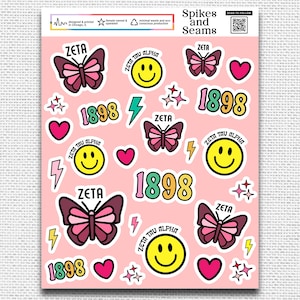 zeta tau alpha stickers, zeta, sorority recruitment, sorority stickers, gifts for rush, bid day, sorority gifts, go greek, sorority decals