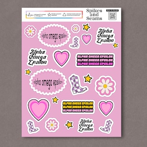 Alpha Omega Epsilon, Alpha Omega merch, sorority stickers, recruitment, bid day, greek decal, sorority gift basket, gift bag, Alpha Omega