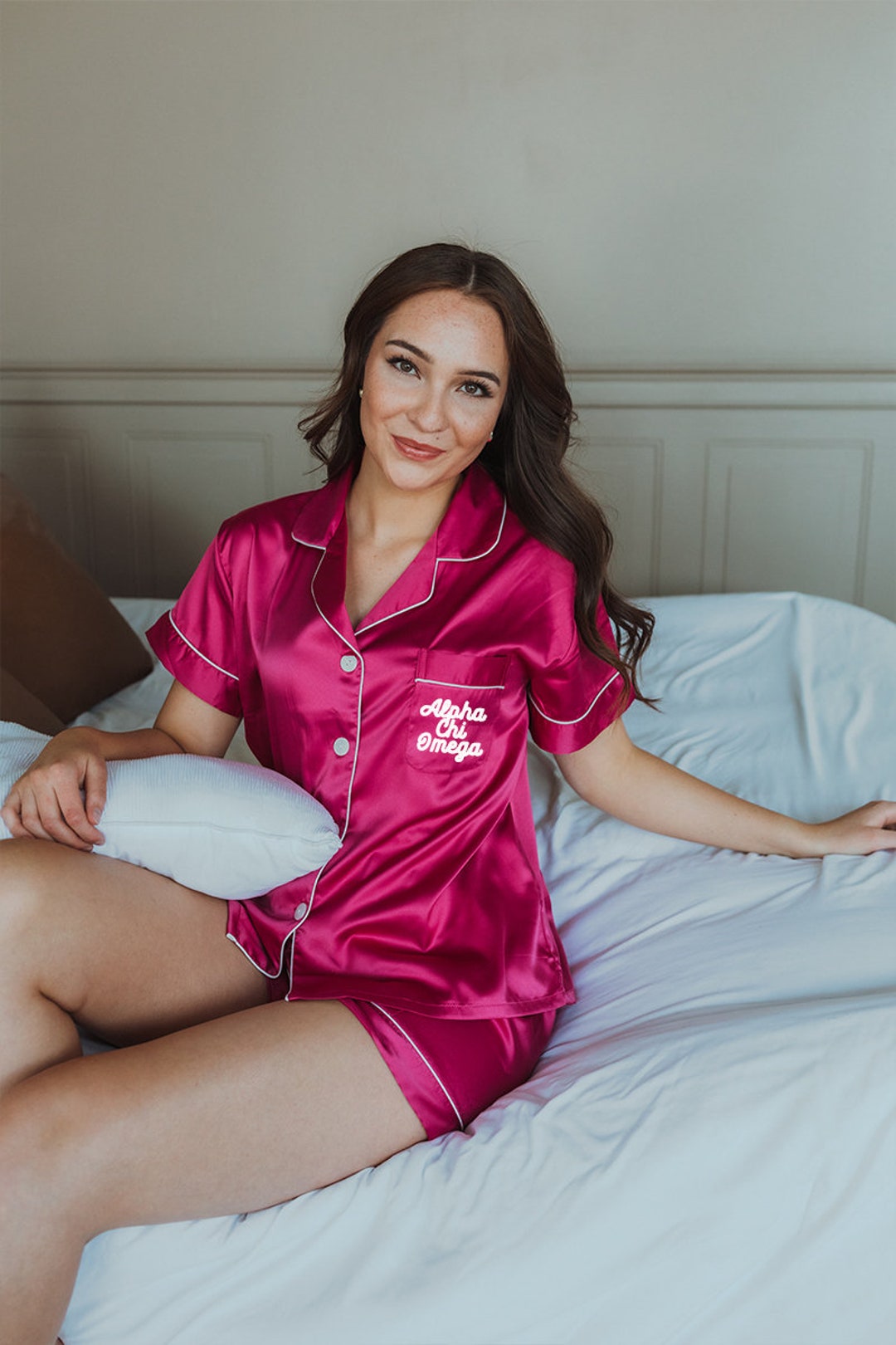 SCRIPT FONT| Alpha Chi Omega Pajamas, Sorority Pajamas, Bid Day, Rush ...