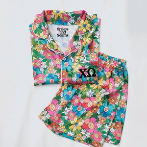 GREEK LETTERS| Chi Omega pajamas, sorority pajamas, floral pajamas, Chi Omega gift, Chi Omega shirts, greek, sorority recruitment, pajamas