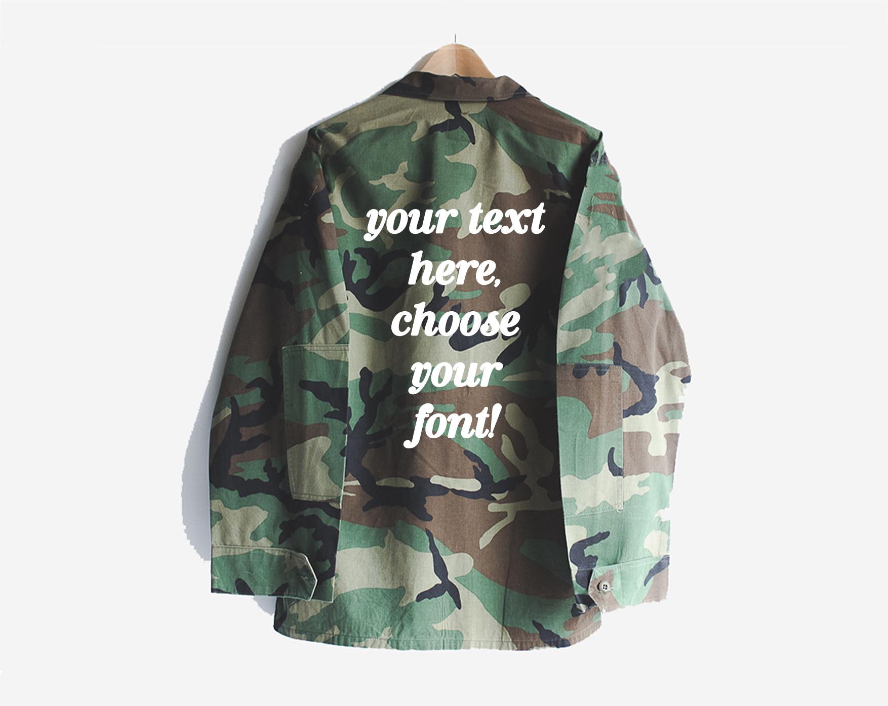camouflage jacket, military jacket, women's camo jacket, men's camo jacket, custom jacket, custom, wedding jacket, camouflage, military
